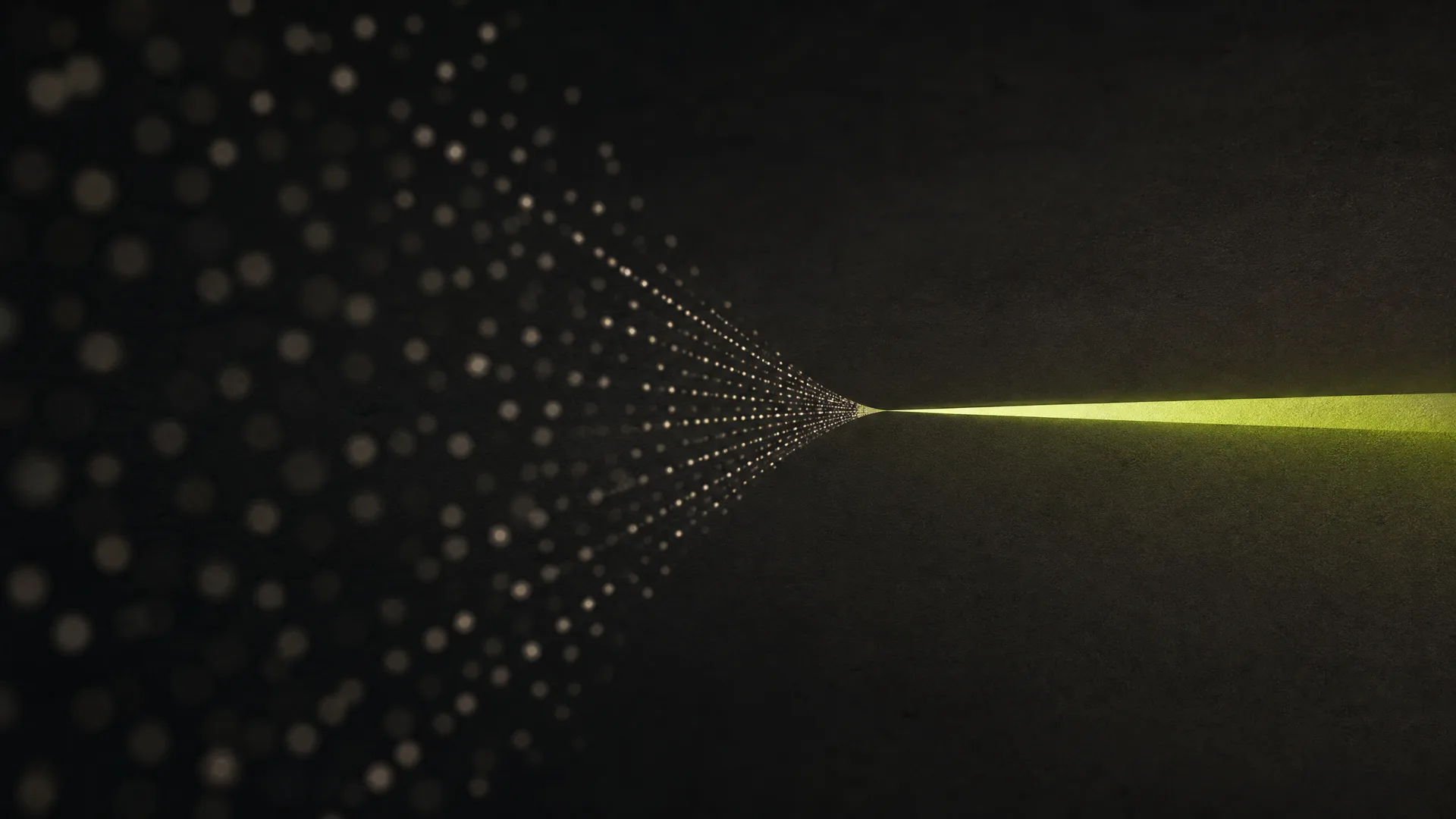 Abstract field of market signals converging into one bright reachable path